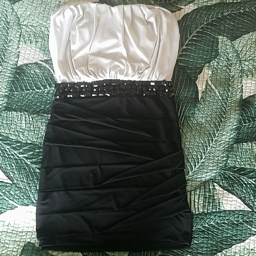 black and white jewel dress